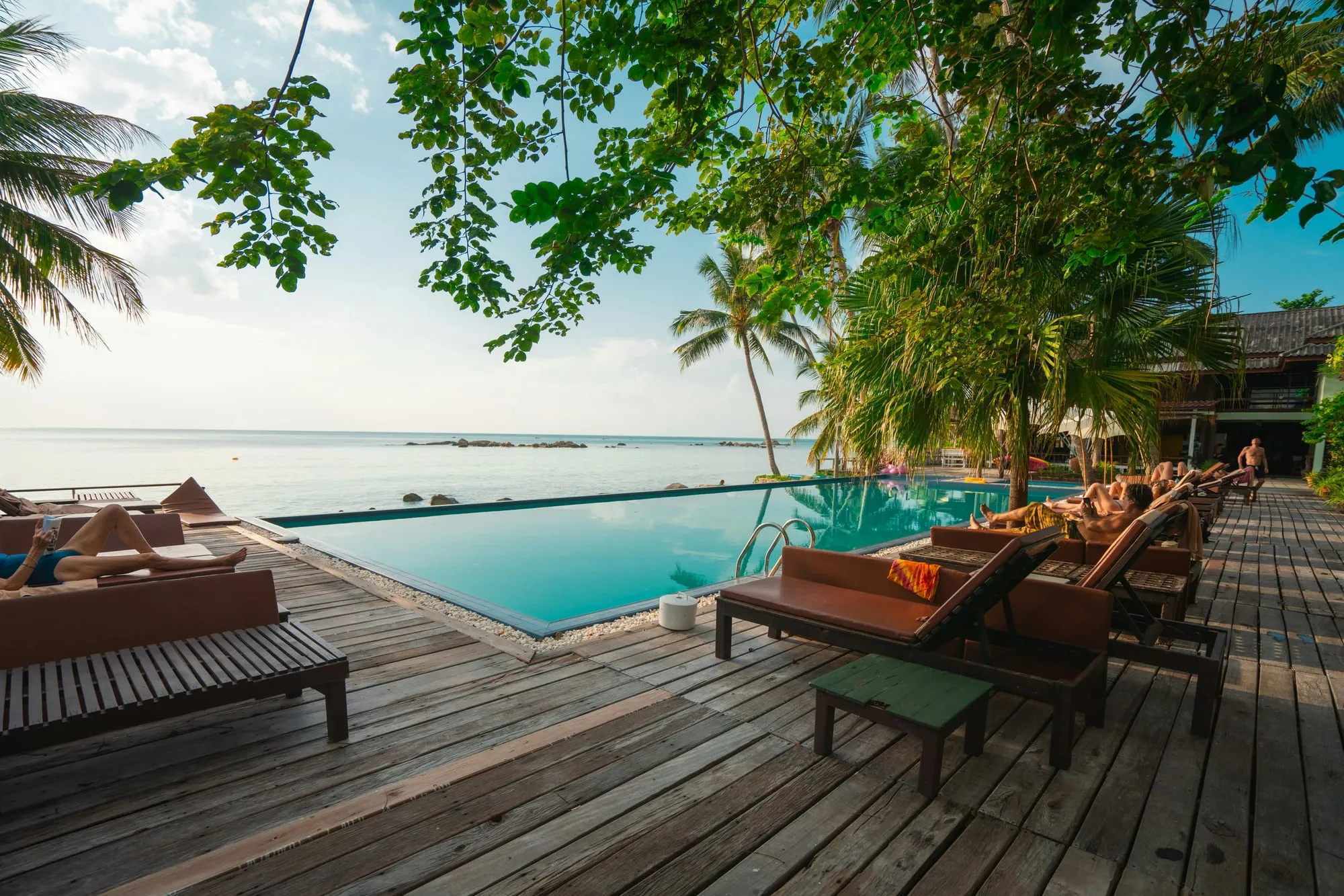 Infinity pool overlooking the sea at a coastal resort